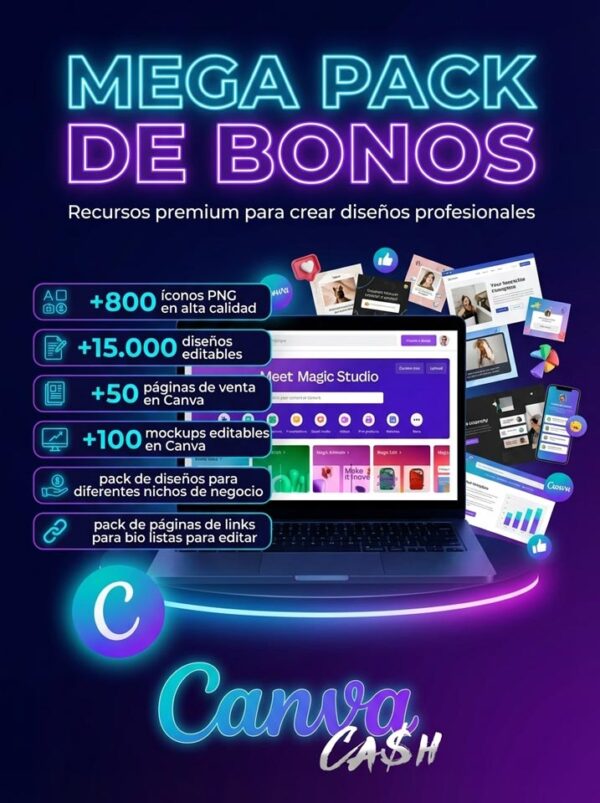 Bonos-Pack Ebook "Canva Cash" Canva desde Cero